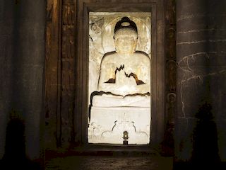 Buddha in one of the caves, Ajanta • India • Maharashtra
