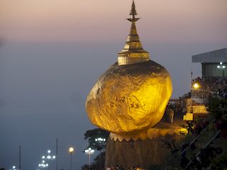 The Golden Rock at sunset, Golden Rock • Myanmar