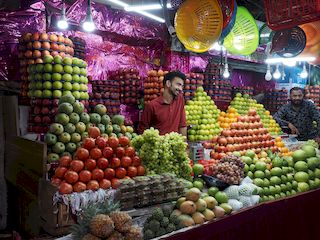 a fruit stall at the market, Mysore • India • Karnataka