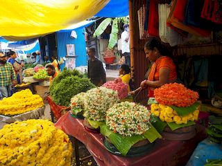 a flower stall at the market, Mysore • India • Karnataka