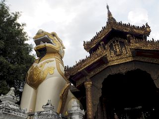 one of the entrances to the Shwedagon Pagoda, Yangon • Myanmar