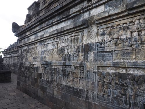 Yogyakarta • Borobudur temple: detail of the bas-reliefs on the first floor ( Indonesia, Java )