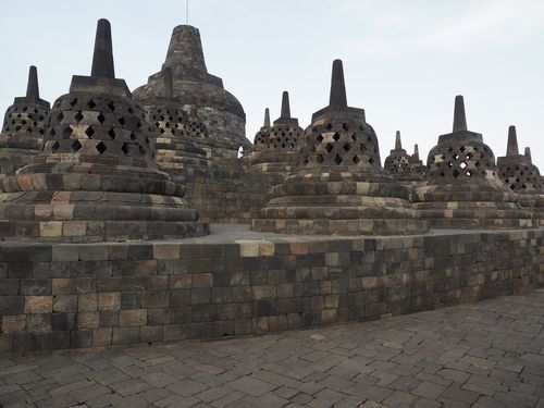 Yogyakarta • Borobudur temple: Yogyakarta • Borobudur Temple: upper floor stupas ( Indonesia, Java )