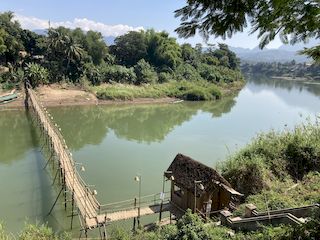 Luang Prabang • Bamboebrug over de Nam Khan ( Laos,  )