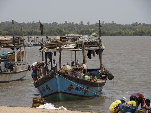 Mumbai • Shrimp Sorting on the beach ( India, Maharashtra )