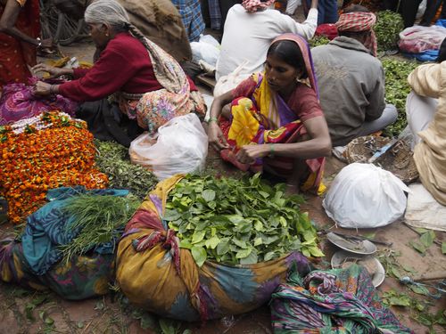 Varanasi • Flower market ( India, Uttar Pradesh )