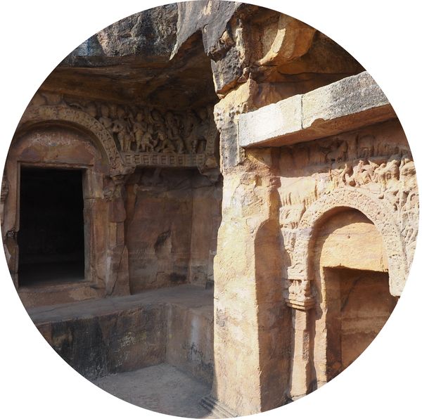 entrance of two of the caves, Bhubaneswar, Odisha • India