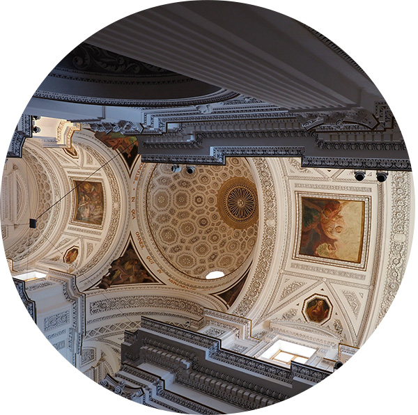 plafond van de San Martino-kerk, Erice, Sicilië • Italië