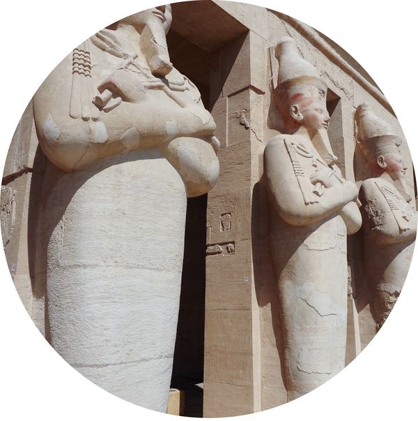 Statues guarding the Temple of Hatshepsut, Luxor • Egypt